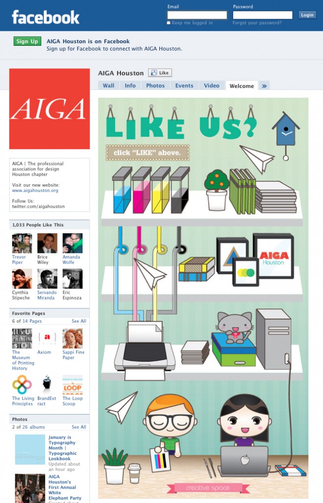 AIGA Houston's Welcome Tab on Facebook