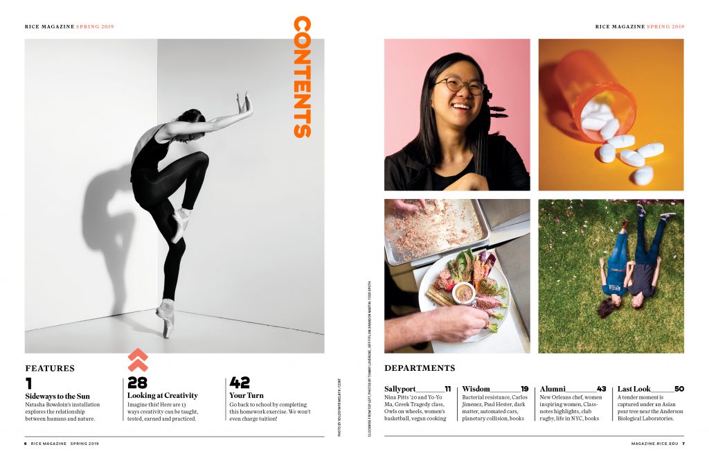 Rice Magazine Table of Contents redesign